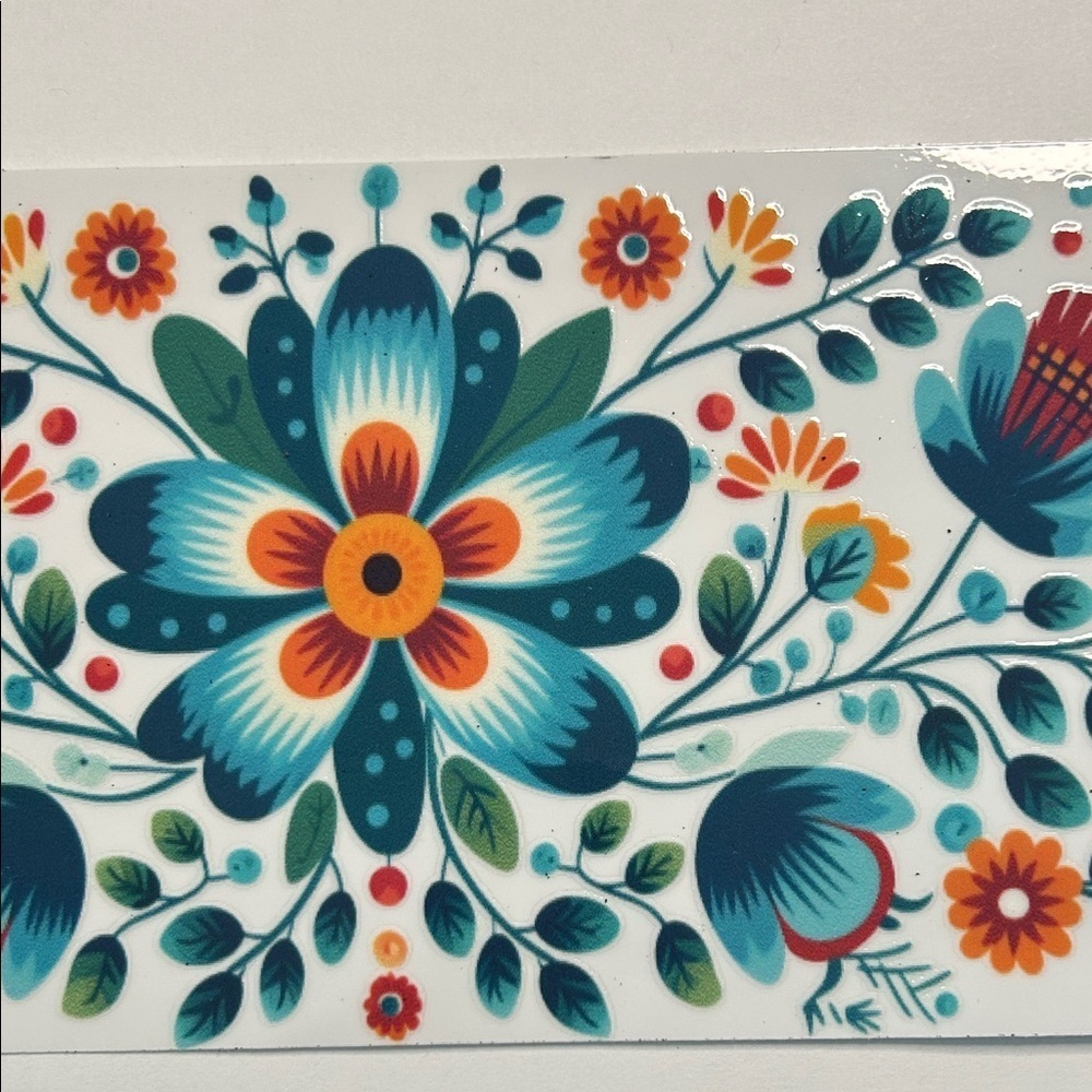 Teal Floral Cup Decal